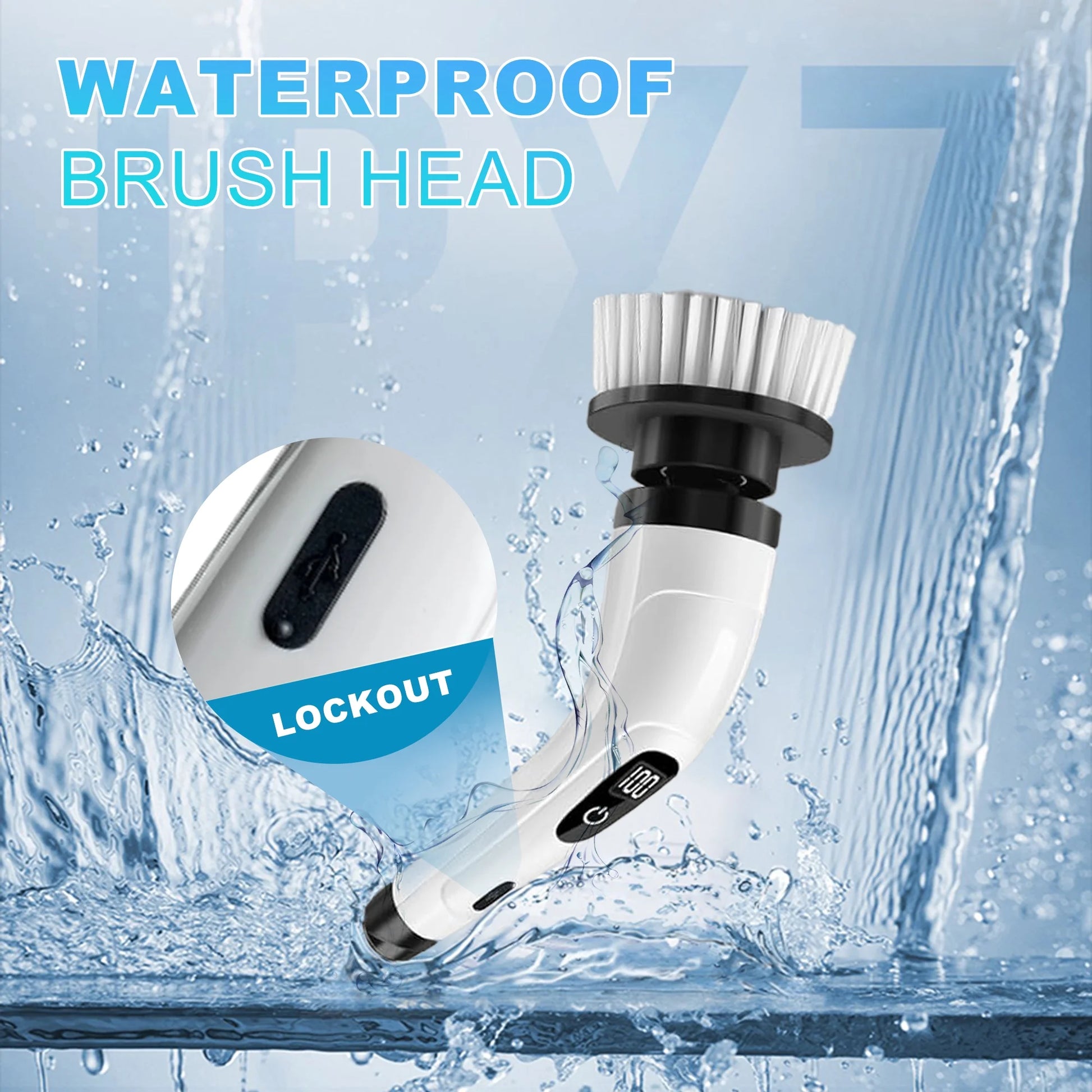 Electric Spin Scrubber - Cordless Cleaning Brush with 8 Heads & Long Handle Power Shower Scrubber for Bathroom Kitchen Tile Floor, White